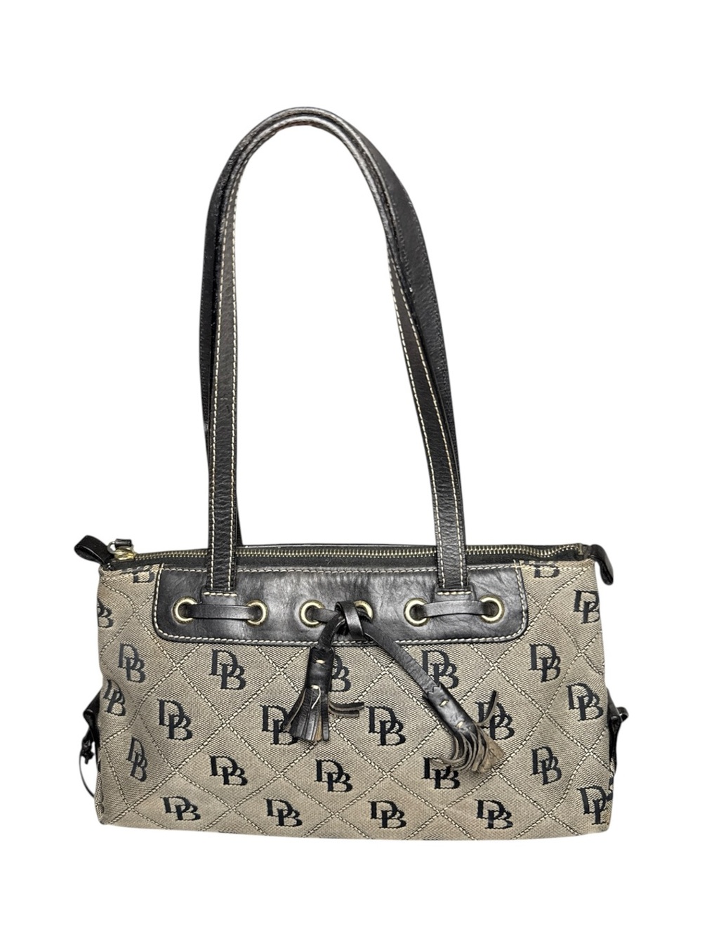 Dooney & Bourke Signature Jacquard Tassel Black Shoulder Bag